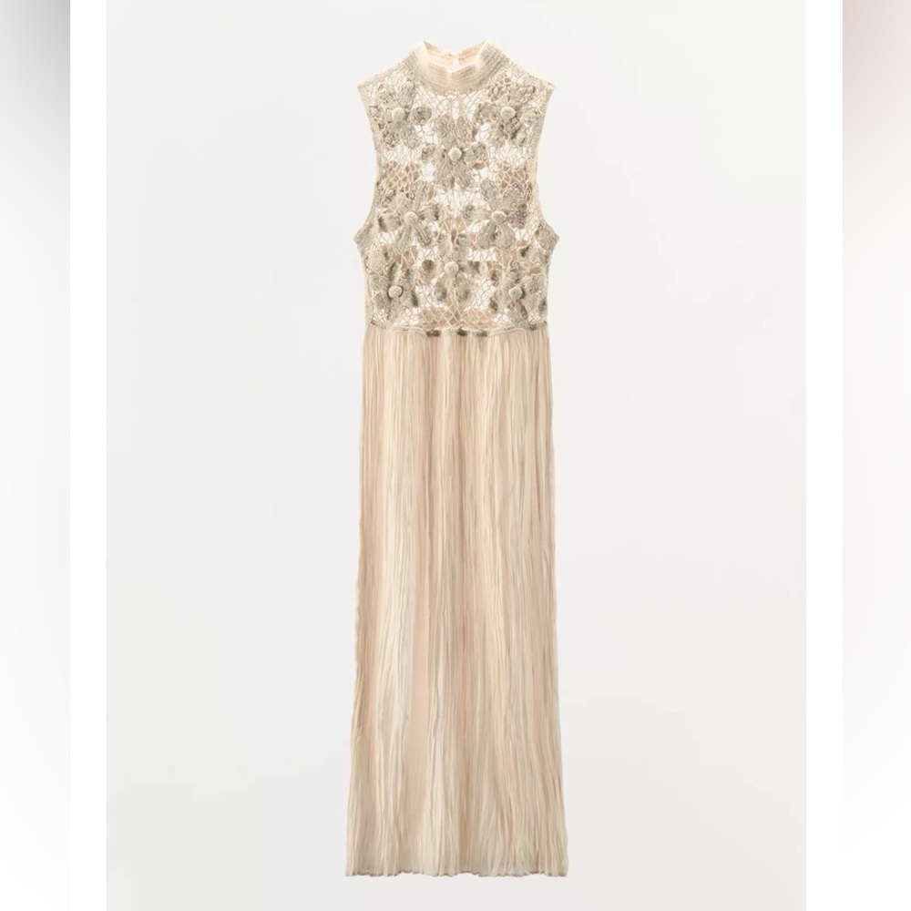Zara Floral Embroidery Combination Dress - Picture 10 of 11